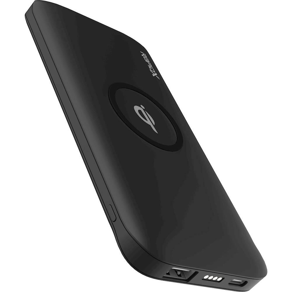 Angle. RapidX - MyPort 10,000 mAh Portable Charger for Most Qi and USB Enabled Devices - Black.