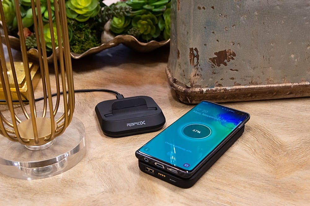 Alt View 11. RapidX - MyPort 10,000 mAh Portable Charger for Most Qi and USB Enabled Devices - Black.