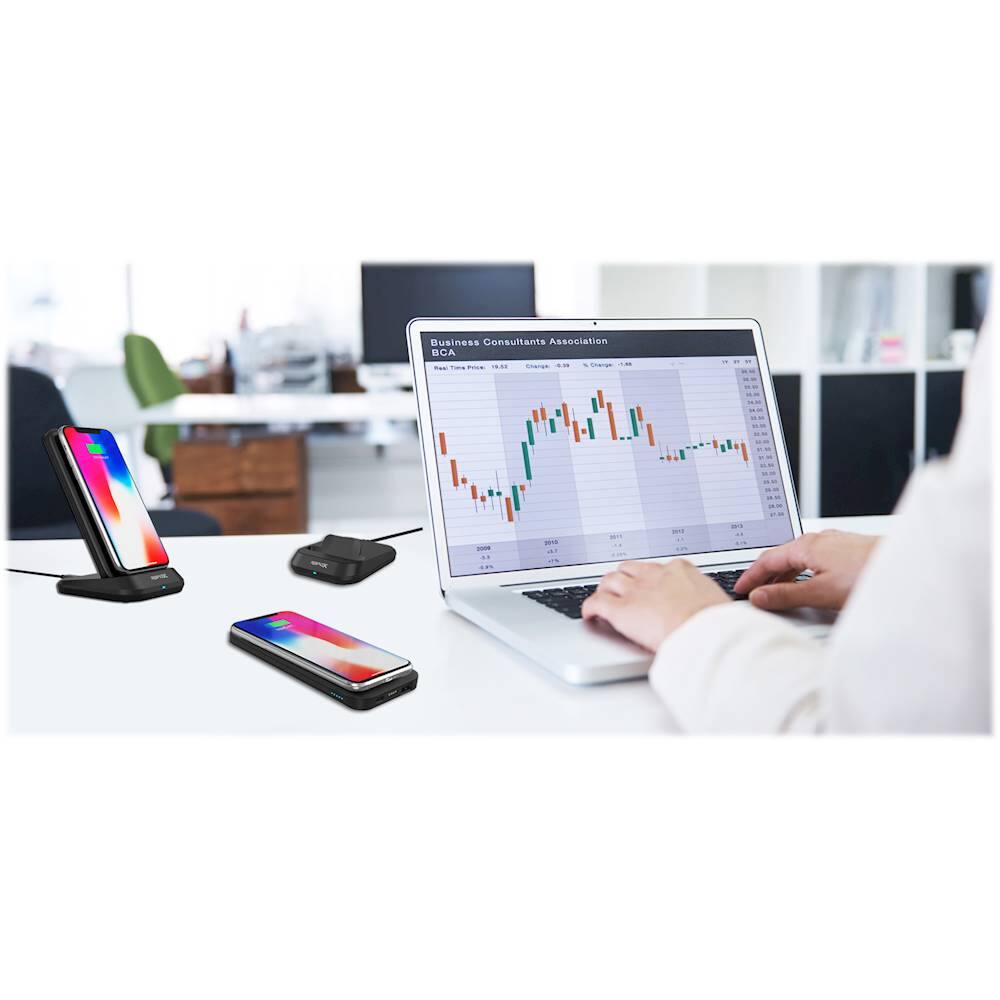 Alt View 17. RapidX - MyPort 10,000 mAh Portable Charger for Most Qi and USB Enabled Devices - Black.