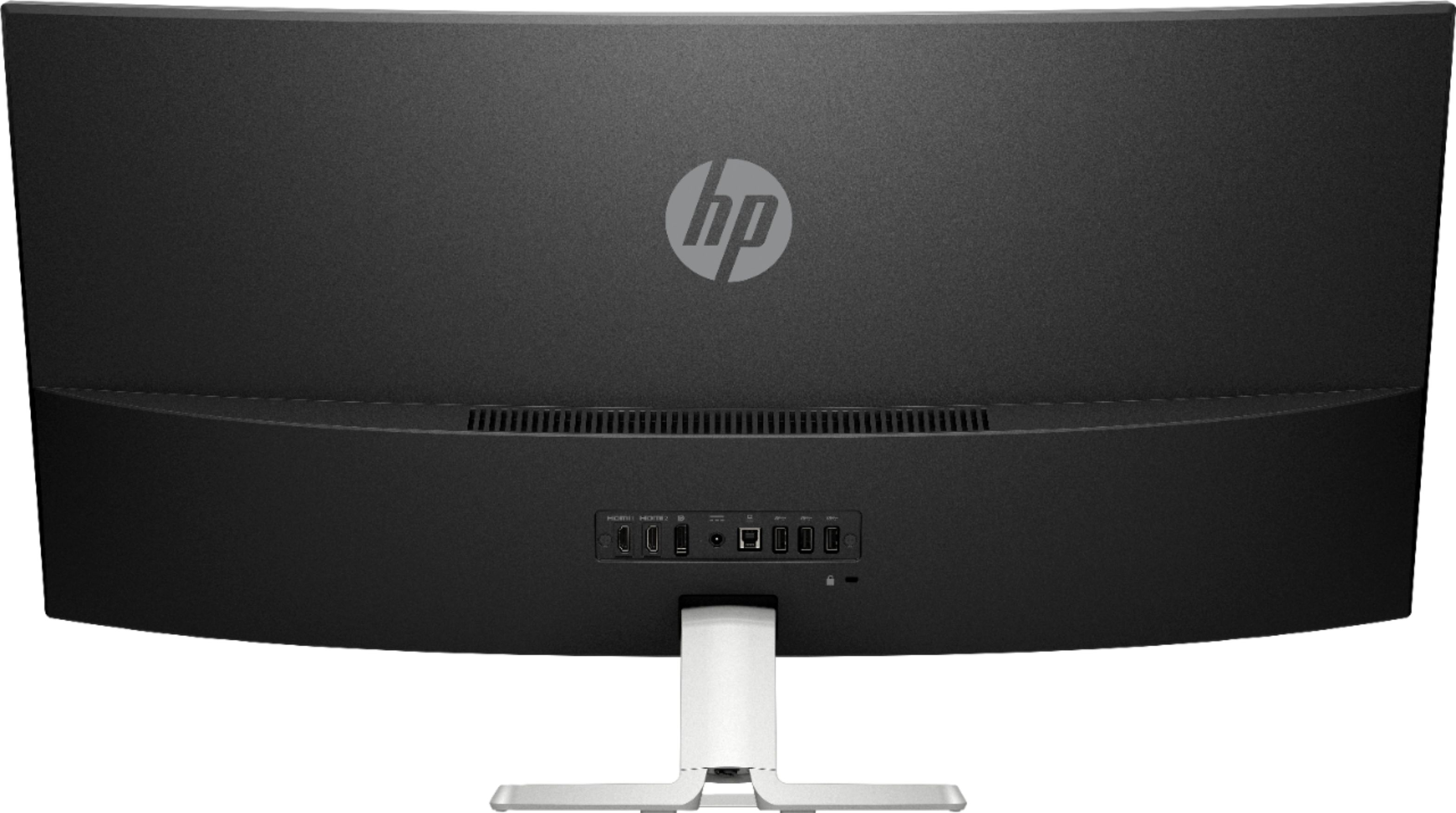 Back View: HP - 34" LED Curved WQHD FreeSync Monitor (HDMI, DisplayPort) - Silver & Black