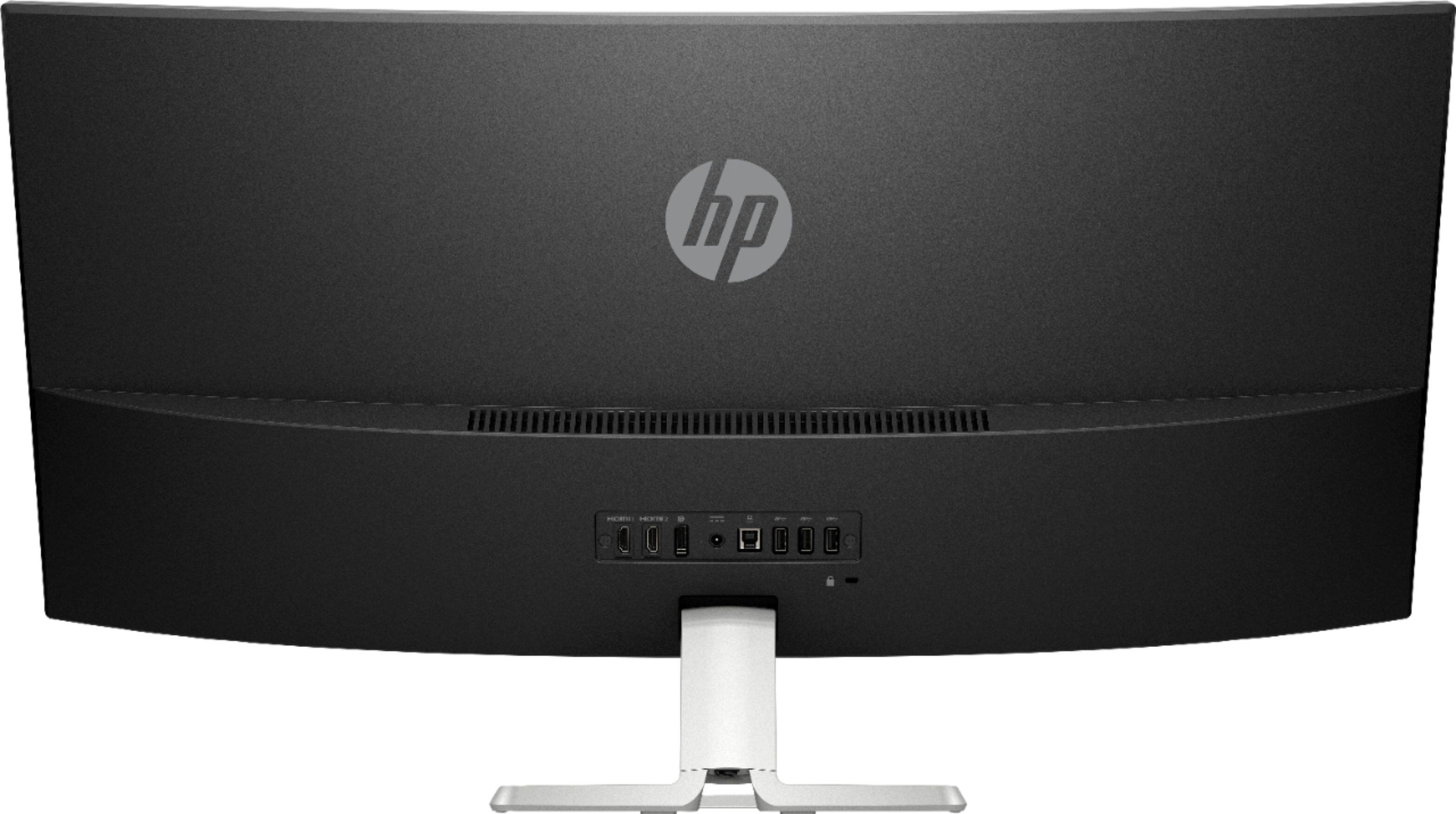 Back View: HP - 34" LED Curved WQHD FreeSync Monitor (HDMI, DisplayPort) - Silver & Black