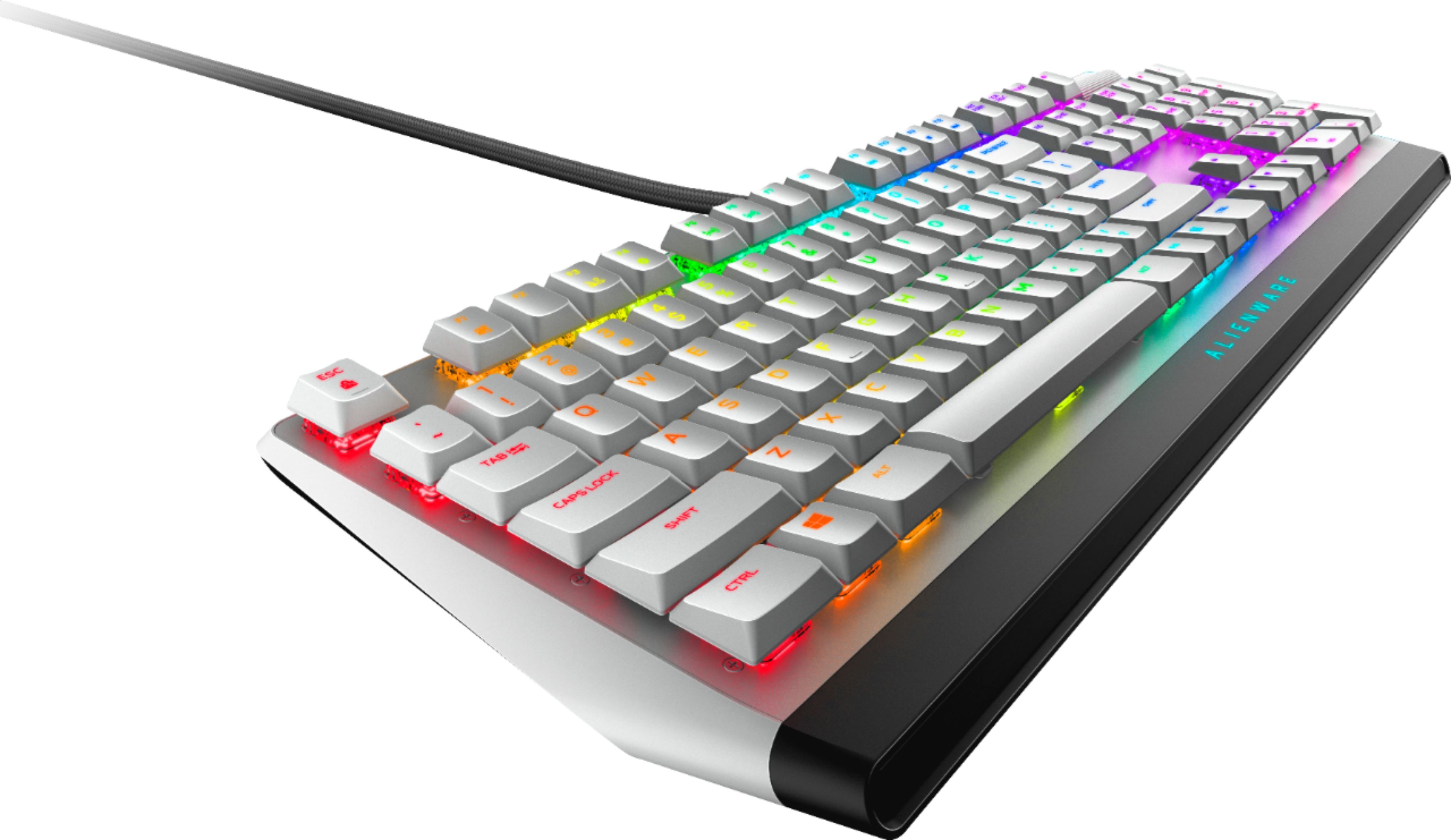 Angle View: Alienware - AW510K Full-size Wired Mechanical CHERRY MX Low Profile Red Switch Gaming Keyboard with RGB Back Lighting - Lunar Light