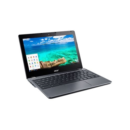 Left View: Acer - 11.6" Refurbished Chromebook - Intel Celeron - 4GB Memory - 16GB SSD - Black