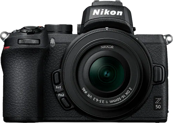 Front. Nikon - Z50 Mirrorless 4K Video Camera with NIKKOR Z DX 16-50mm f/3.5-6.3 VR Lens - Black.