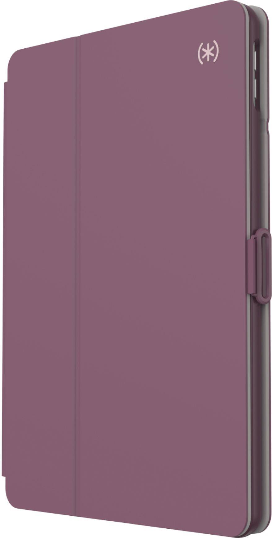 Left. Speck - Balance Folio Case for Apple iPad 10.2" (7th, 8th, & 9th Gen 2021) - Plumberry Purple.
