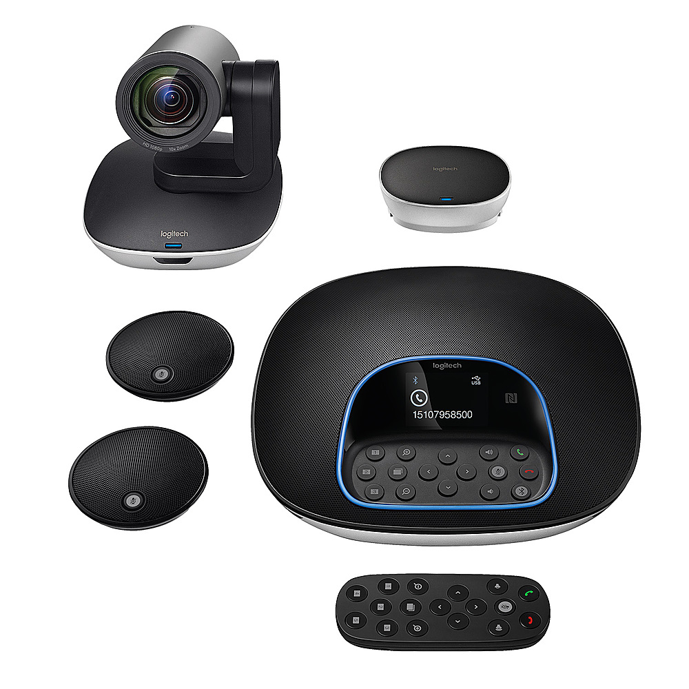 Logitech - GROUP Videoconferencing System Bundle with Expansion Microphones for Mid to Large-sized Meeting Rooms - Black