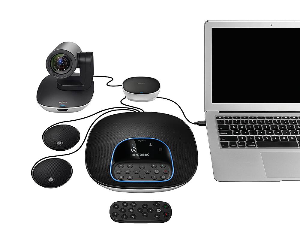 Alt View 12. Logitech - GROUP Videoconferencing System Bundle with Expansion Microphones for Mid to Large-sized Meeting Rooms - Black.