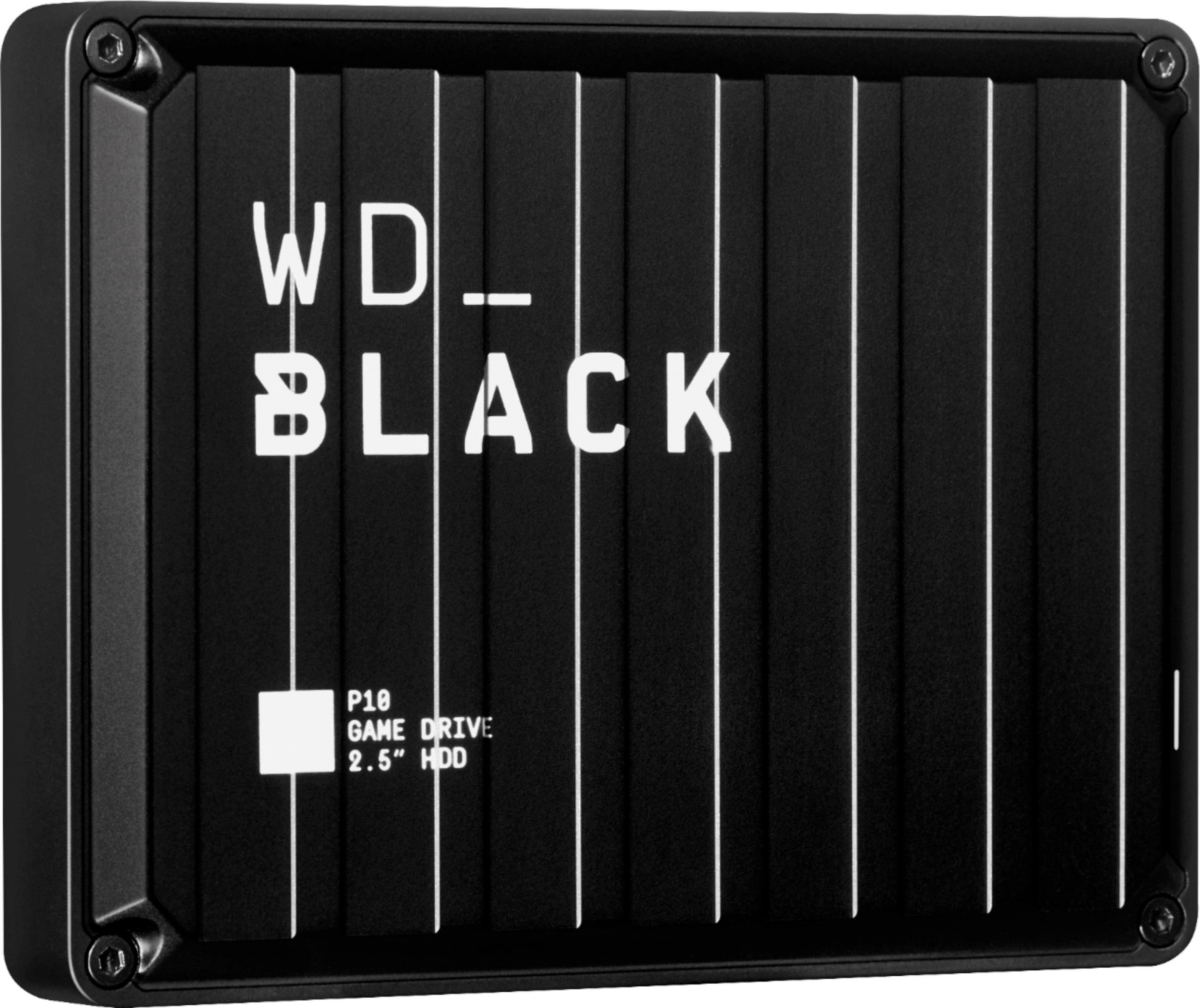 Left. WD - BLACK P10 5TB External USB 3.2 Gen 1 Portable Hard Drive - Black.