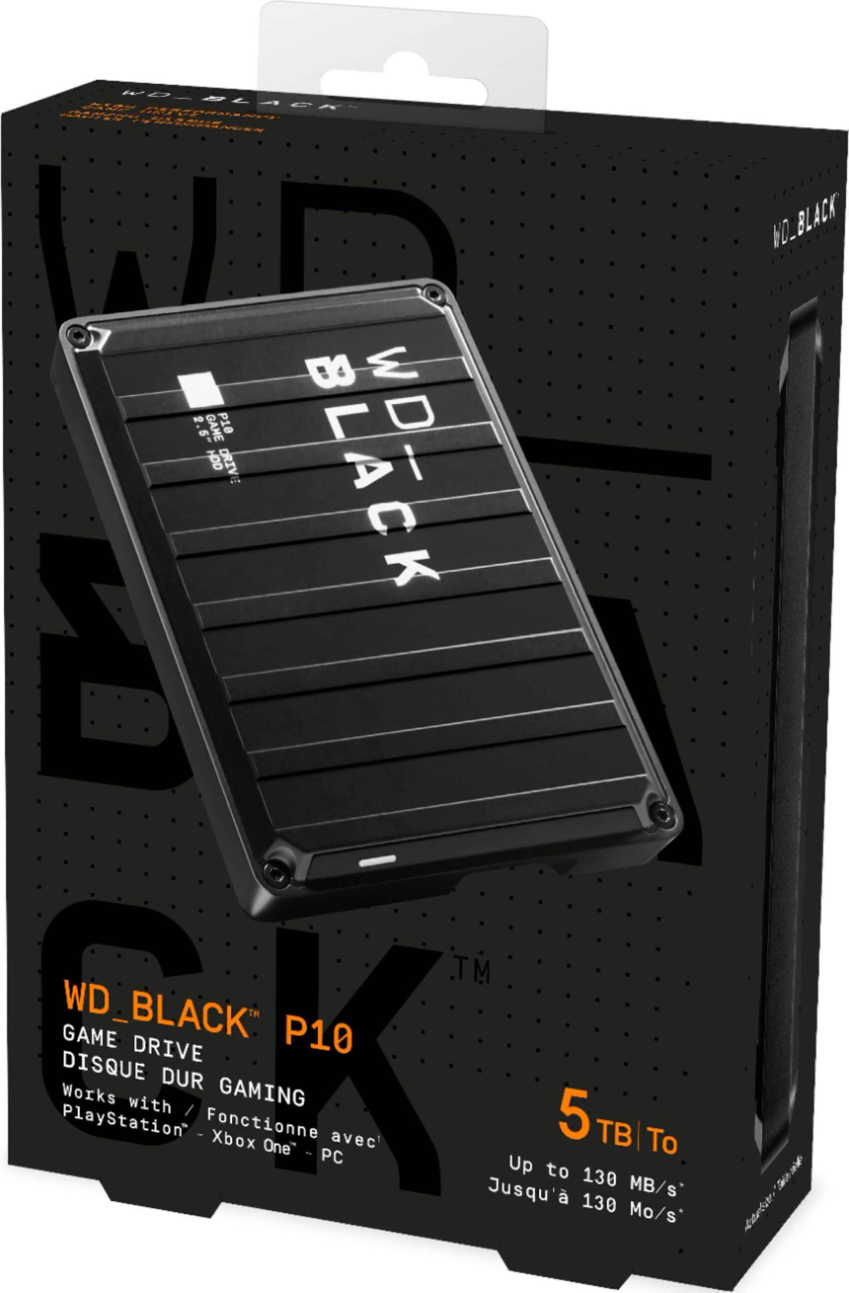 Alt View 16. WD - BLACK P10 5TB External USB 3.2 Gen 1 Portable Hard Drive - Black.
