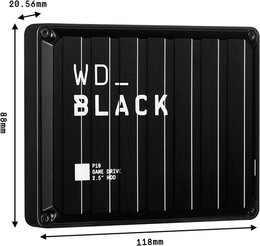 Alt View 17. WD - BLACK P10 5TB External USB 3.2 Gen 1 Portable Hard Drive - Black.