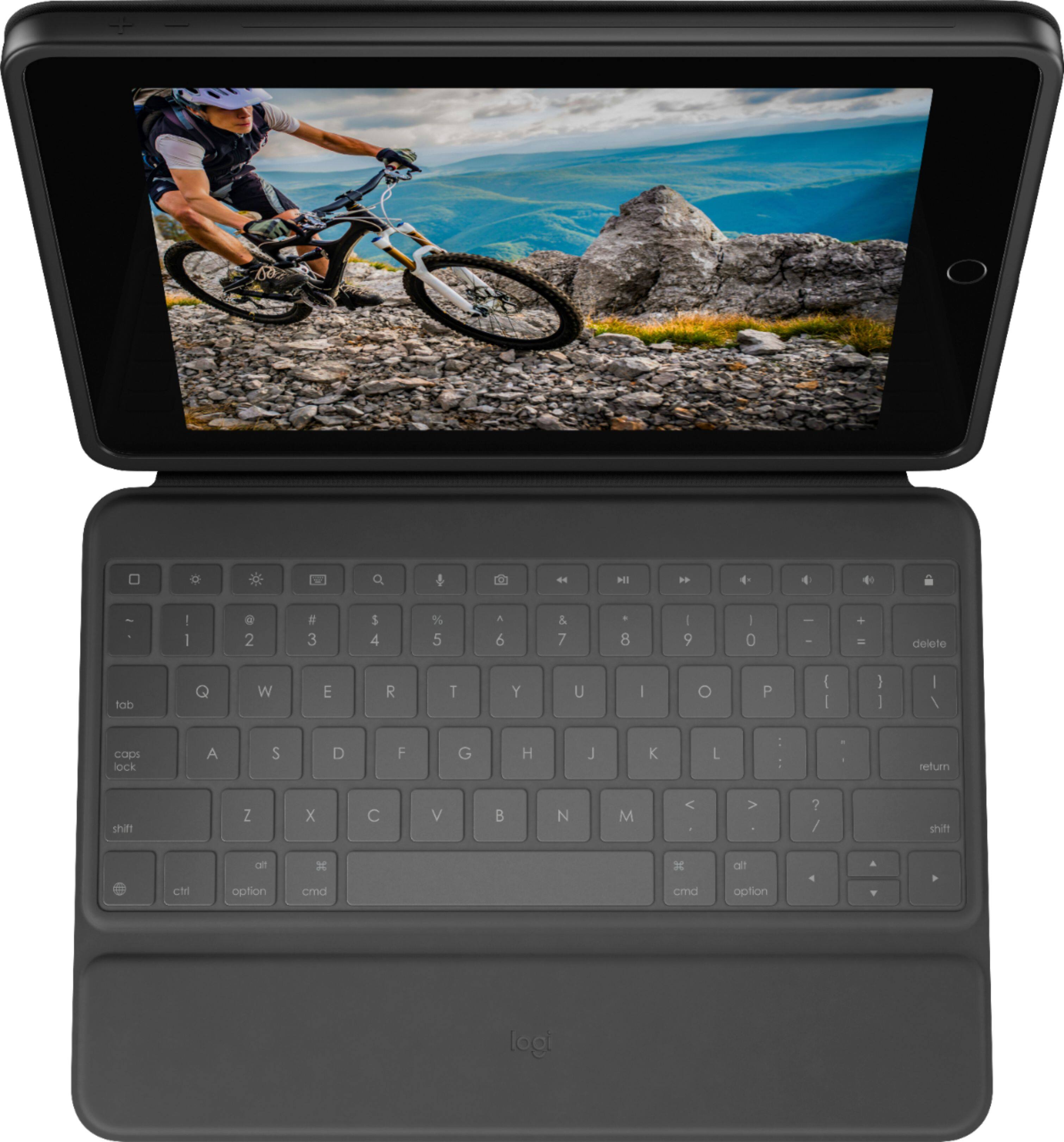 Logitech - Rugged Folio Keyboard Folio for Apple iPad (7th, 8th & 9th Gen) with Durable Spill-Proof Design - Graphite