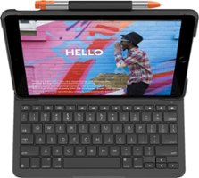 Logitech - Slim Folio Keyboard Case for Apple® iPad® (7th, 8th, and 9th Generation) - Graphite - Front_Zoom