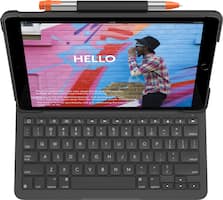 Logitech - Slim Folio Keyboard Case for Apple® iPad® (7th Generation 2019) - Graphite - Front_Zoom