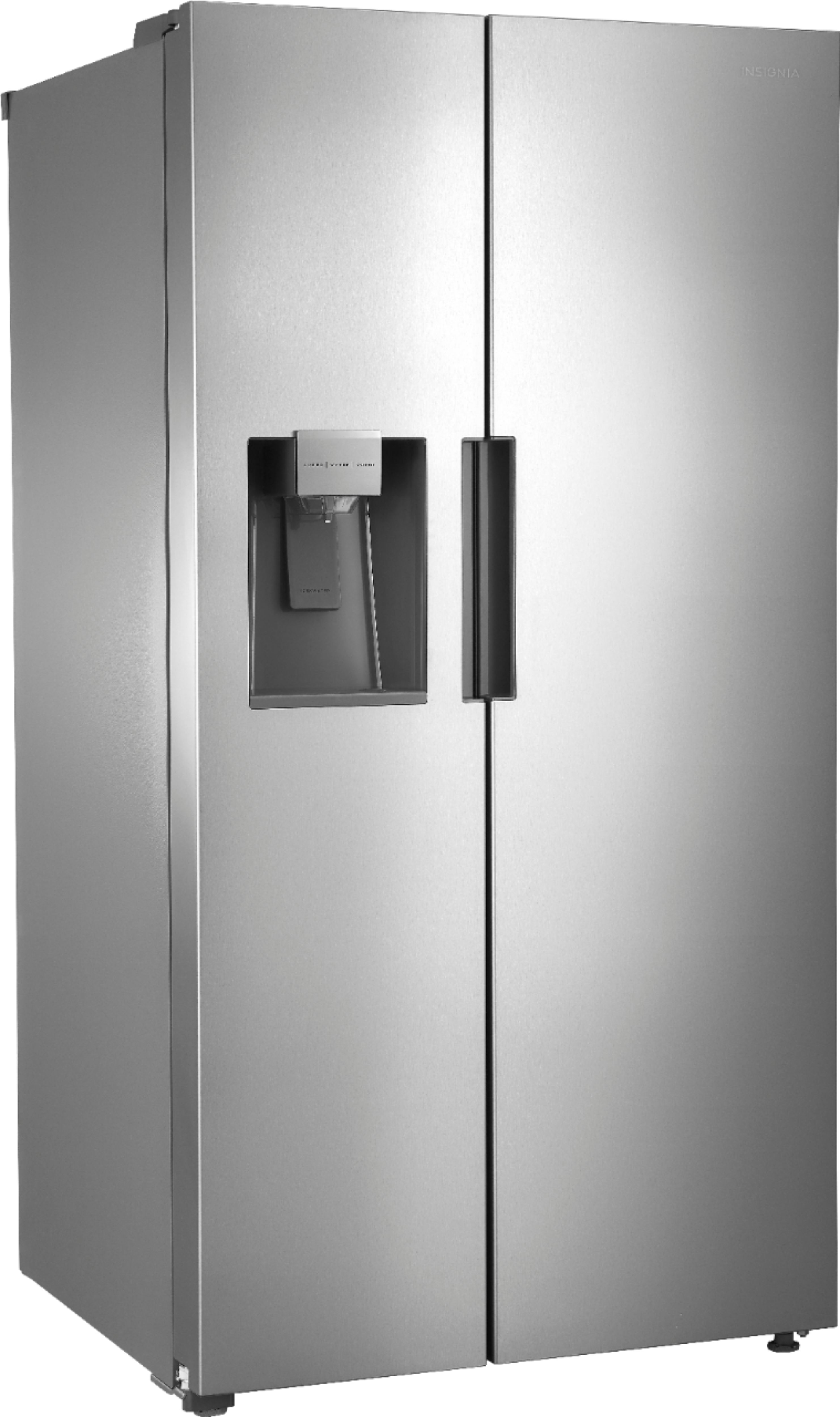 Angle View: Insignia™ - 26 5/16 Cu. Ft. Side-by-Side Refrigerator - Stainless steel