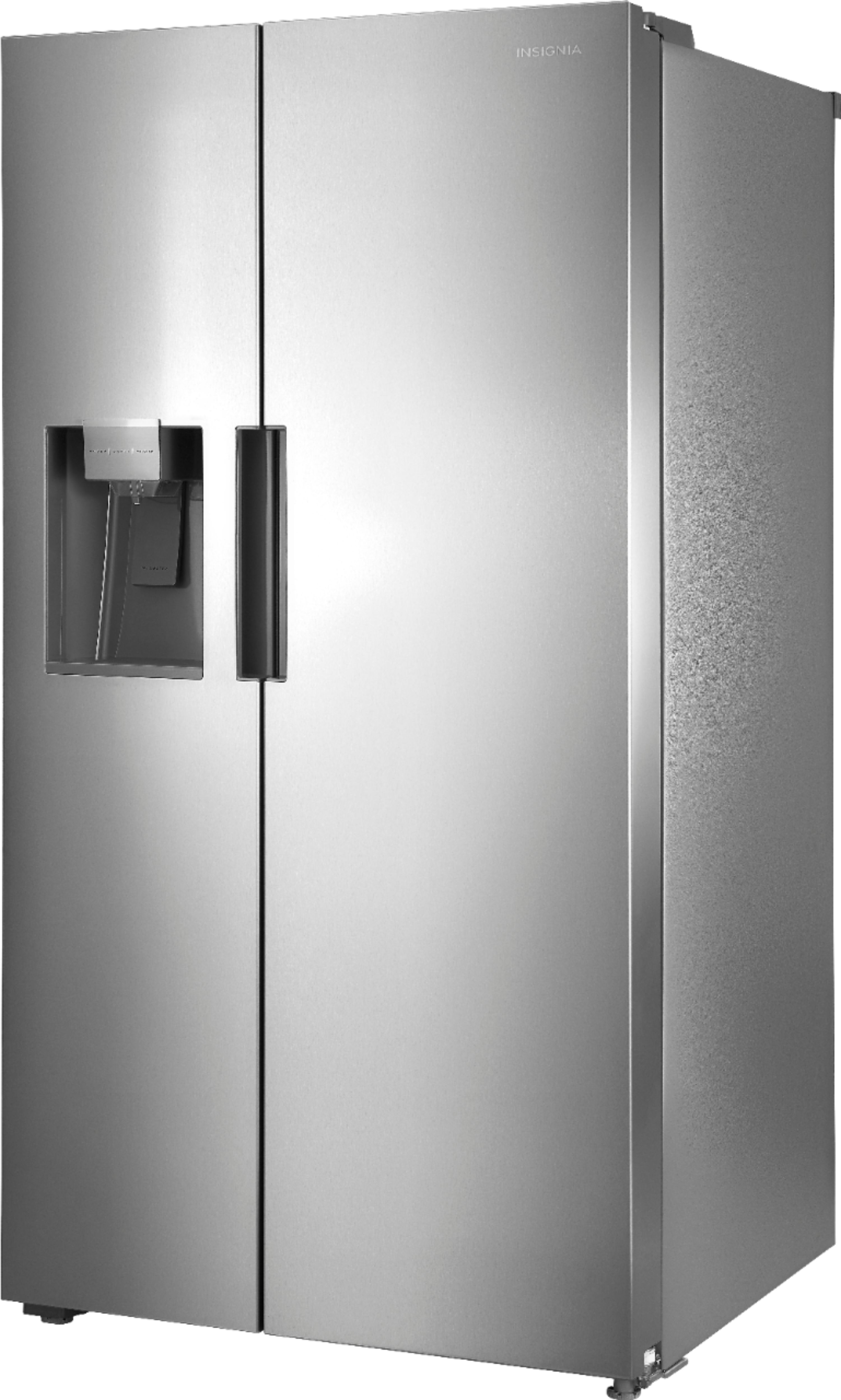 Left View: Insignia™ - 26 5/16 Cu. Ft. Side-by-Side Refrigerator - Stainless steel