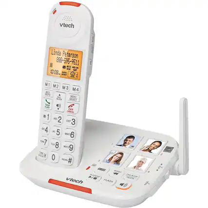 Angle. VTech - SN5127 Amplified DECT 6.0 Expandable Cordless Phone System with Digital Answering System - White.