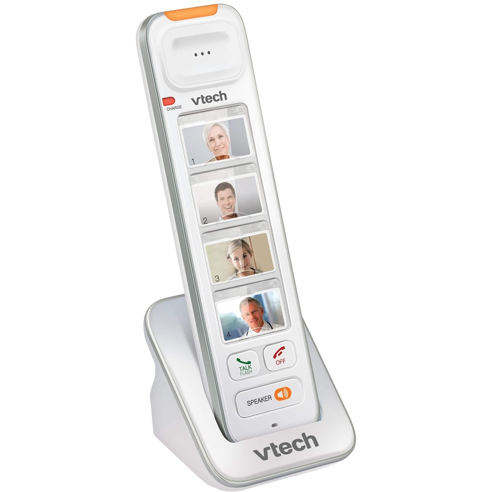 Left View: VTech - SN5307 Amplified DECT 6.0 Cordless Expansion Handset - White