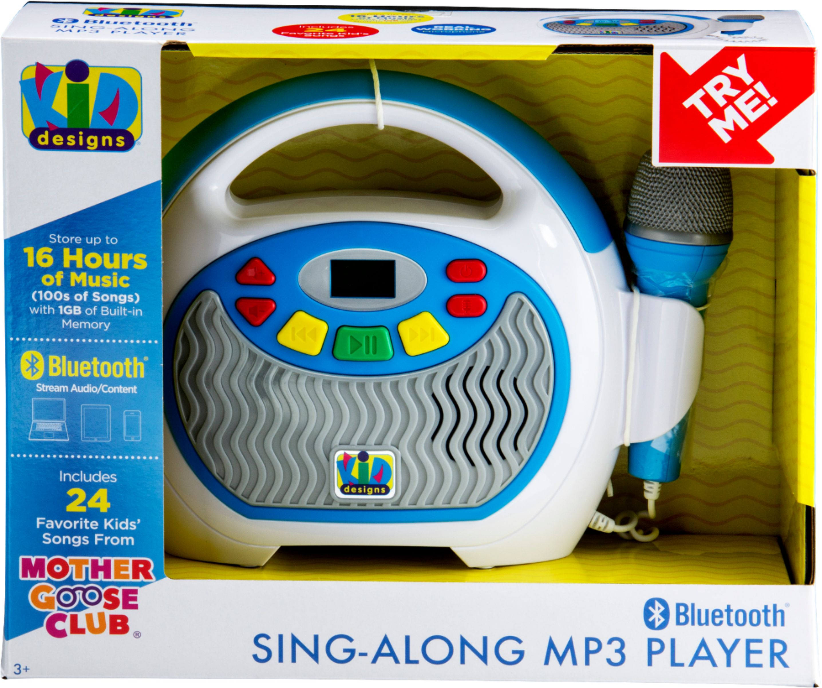 Best Buy: KIDdesigns MP3 Portable Karaoke System White/Light Blue  KD-550.EMV8