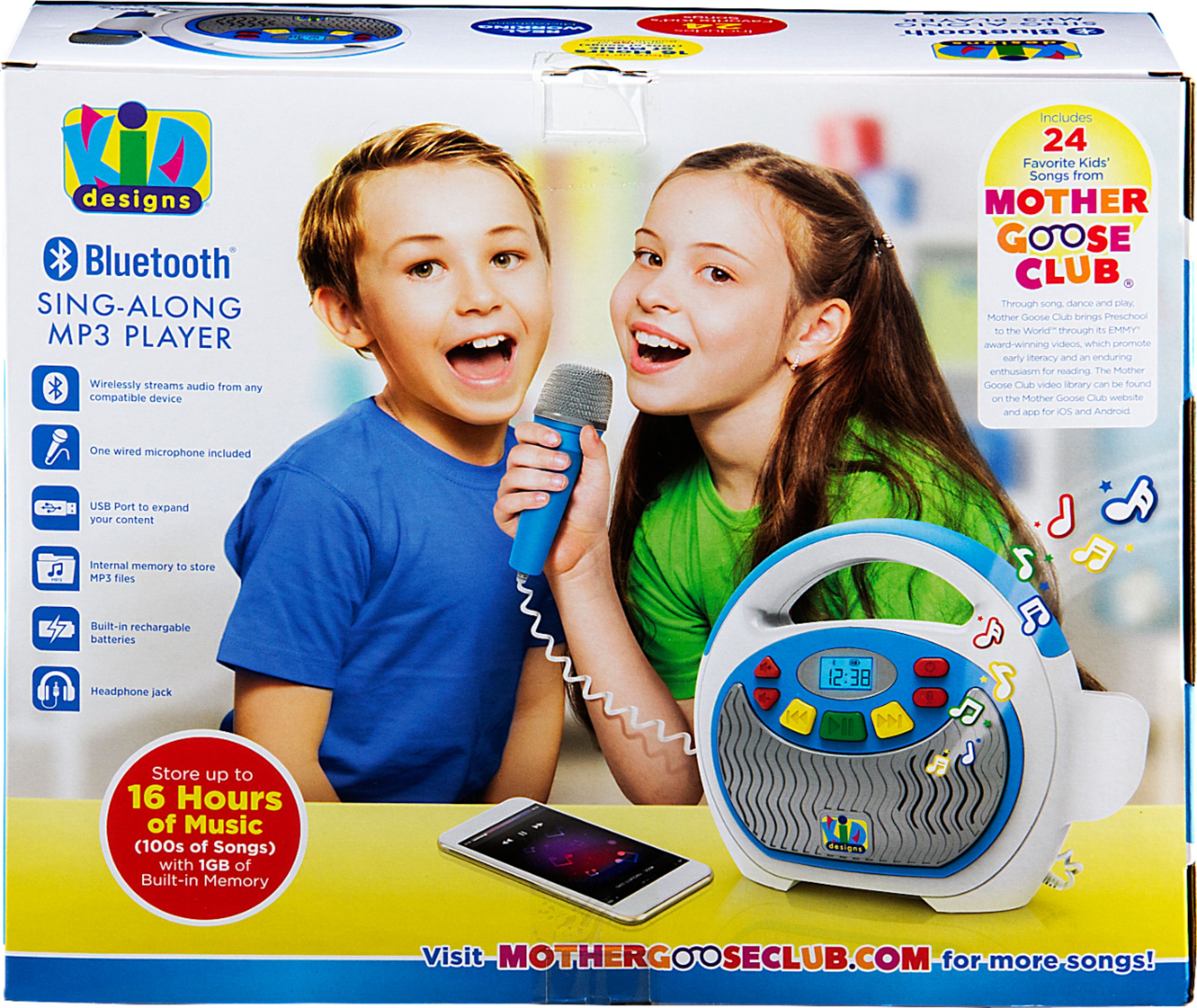 Best Buy: KIDdesigns MP3 Portable Karaoke System White/Light Blue  KD-550.EMV8