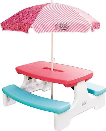 LOL Surprise Birthday Party Kids Picnic Table With Umbrella, Great Gift for Kids Ages 4 5 6+