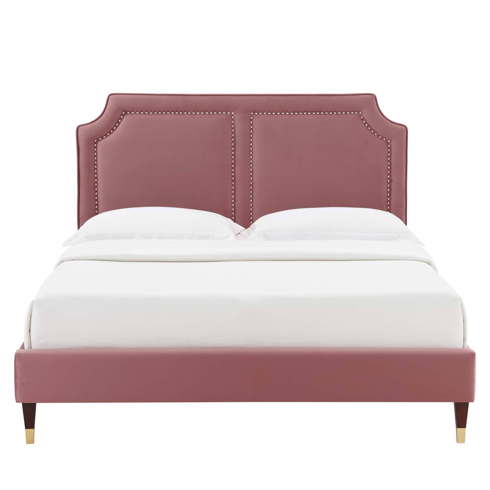 Alt View 5. Modway - Sienna Performance Velvet Queen Platform Bed - White.