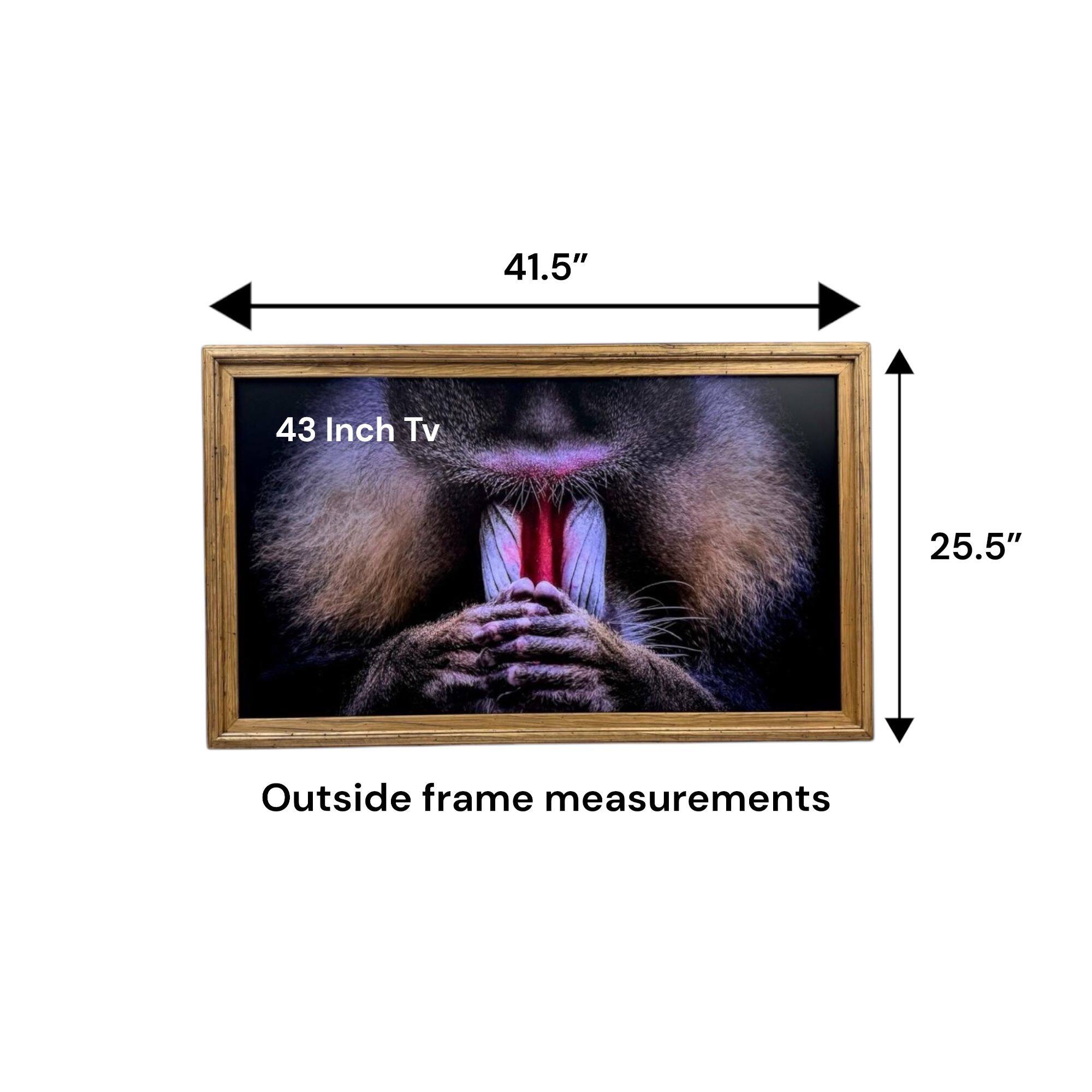 41.5" x 25.5" Outside frame measurements for a 43 Inch TV