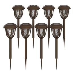 Emma + Oliver - Flared Style Solar Powered LED Decorative Polypropylene Lights - Set of 8 - Brown