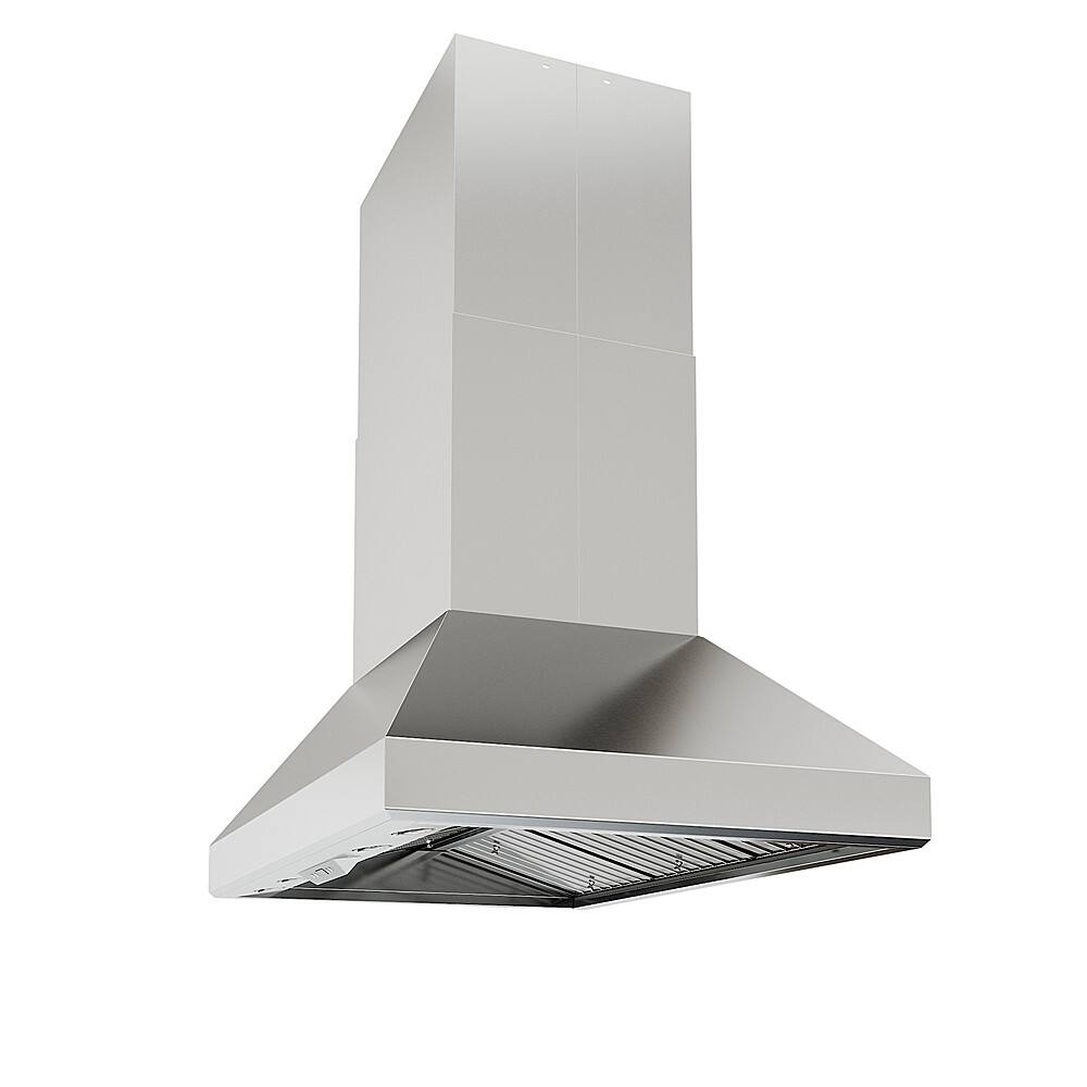 Angle View: Zephyr - Titan 48 in. 750 CFM Island Mount Range Hood - Stainless Steel