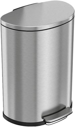 Angle View: iTouchless - SoftStep 13.2-Gal. Half-Round Trash Can - Silver