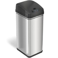 iTouchless - 13 Gallon Touchless Sensor Trash Can with Pet-Proof Lid and AbsorbX Odor Control, Stainless Steel Automatic Kitchen Bin - Silver - Angle_Zoom
