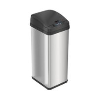 iTouchless - 13 Gallon Rectangular Sensor Trash Can with AbsorbX Odor Control System, Stainless Steel Kitchen Automatic Garbage Bin - Silver - Angle_Zoom
