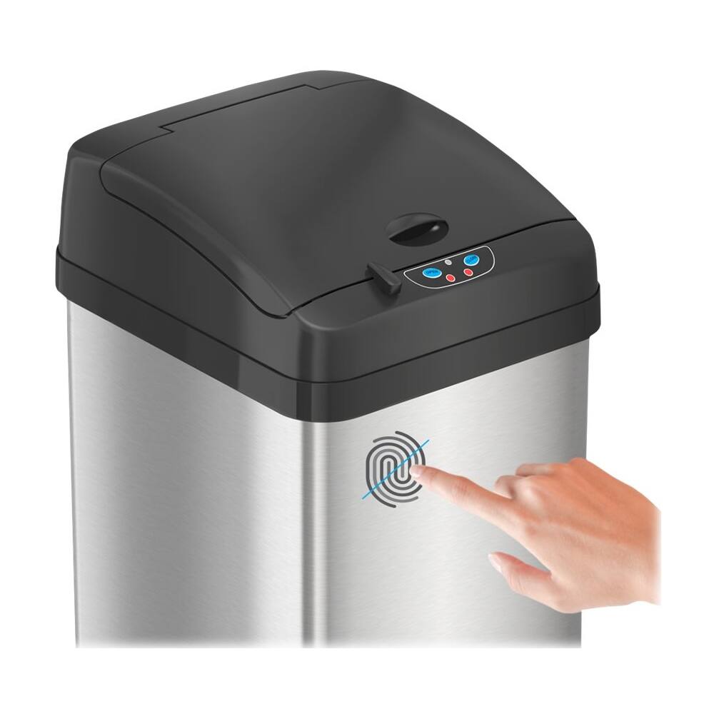 Alt View 12. iTouchless - 13 Gallon Rectangular Sensor Trash Can with AbsorbX Odor Control System, Stainless Steel Kitchen Automatic Garbage Bin - Silver.