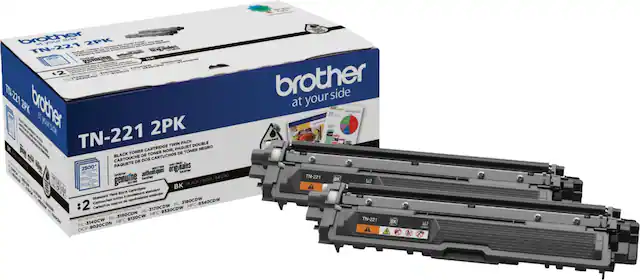 Front. Brother - TN-221 2-Pack Standard Capacity - Black Toner Cartridges - Black.