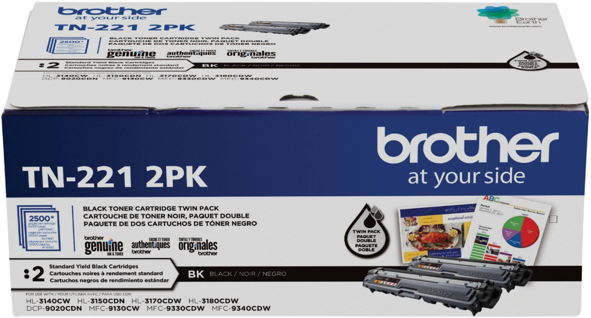 Alt View 15. Brother - TN-221 2-Pack Standard Capacity - Black Toner Cartridges - Black.