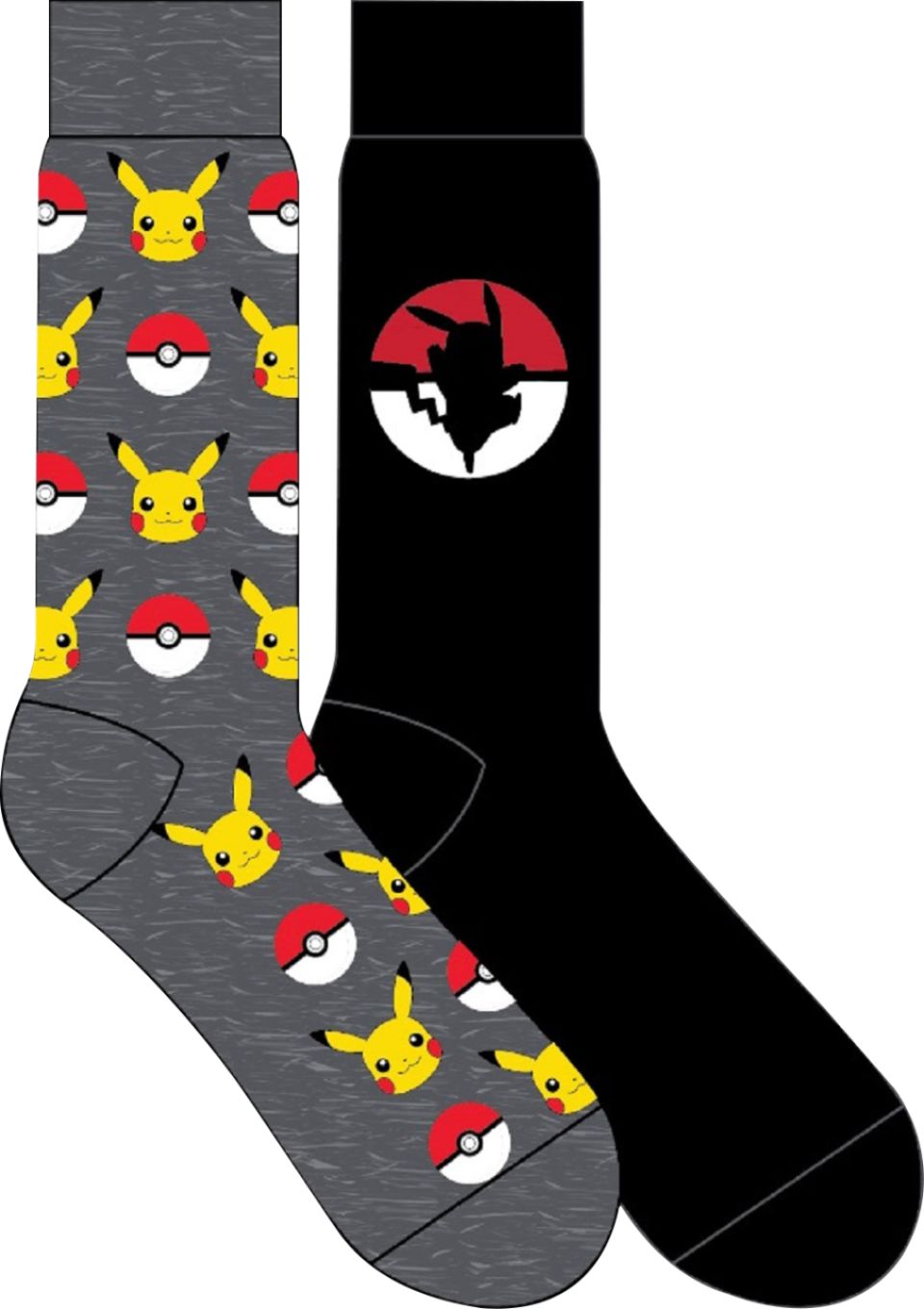 Best Buy: Pokémon Crew Socks Size 10-13 (2-Count) Black/Gray 41E80835V60