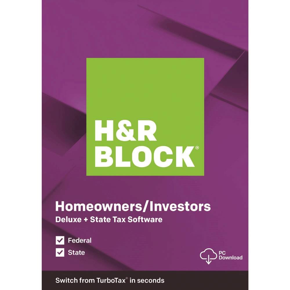 Zoom in on Front Zoom. H&R Block - Deluxe + State Tax Software - Windows [Digital].
