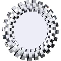 Noble House - Burkville Round Curved Mirror - Silver - Angle_Zoom
