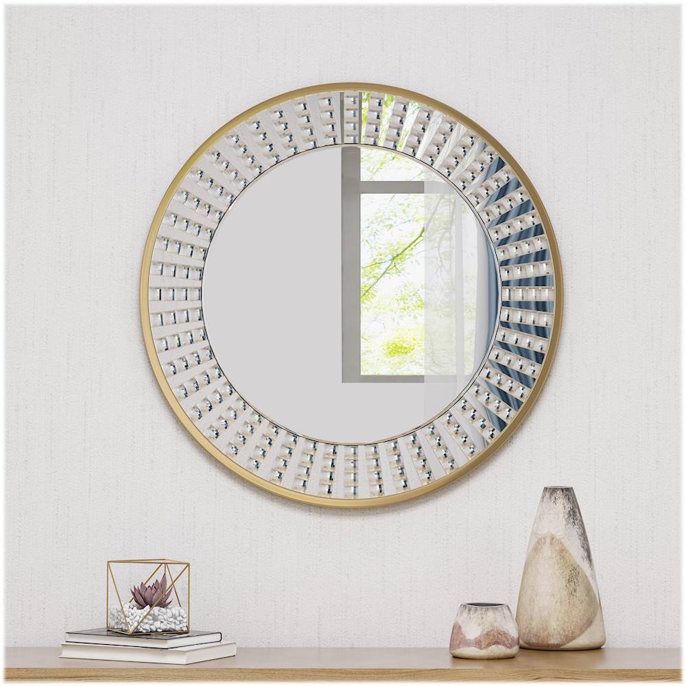 Best Buy: Noble House Yava Round Mirror Gold 308822