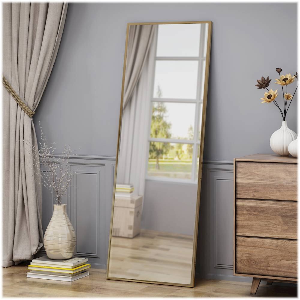 Best Buy: Noble House Turrell Modern Rectangular Standing Mirror Gold ...