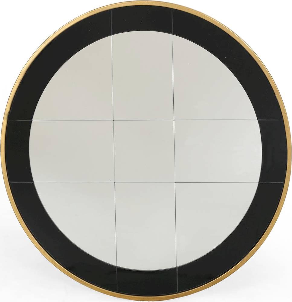 Noble House - Blackton Round Mirror - Black/Gold - Angle_Zoom