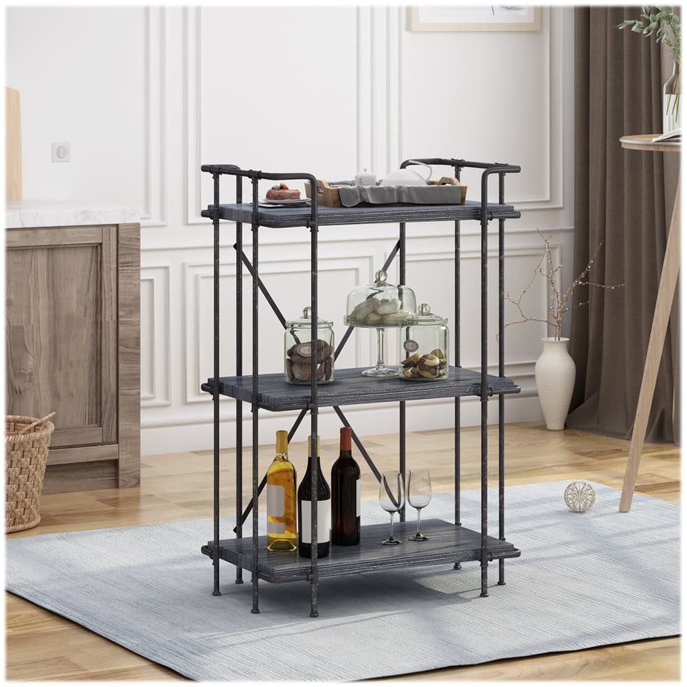 Best Buy: Noble House Falun Industrial 3-Shelf Bookshelf Dark Gray 306583