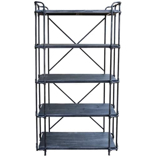 Noble House - Crivitz 5-Shelf Bookcase - Brushed Dark Gray