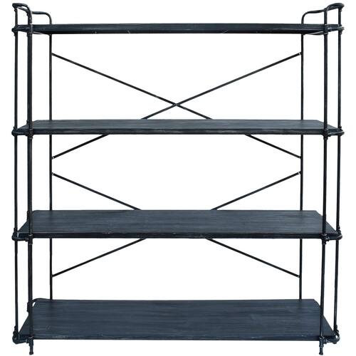 Noble House - Fitchbur Industrial 4-Shelf Bookshelf - Dark Gray