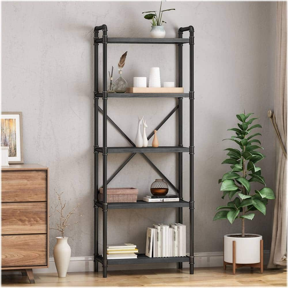 Best Buy: Noble House Keeline Industrial Iron & Firwood 5-Shelf ...