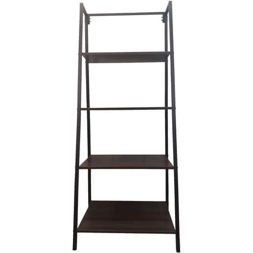 Noble House - Mema Industrial 4-Shelf Bookshelf - Walnut/Black