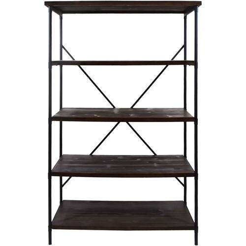 Noble House - Hulett Industrial 4-Shelf Bookcase - Dark Walnut