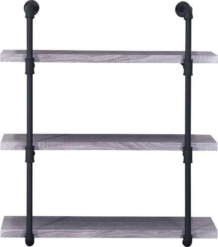Noble House - Cadott Industrial Faux Wood and Steel Wall Shelf - Light Gray