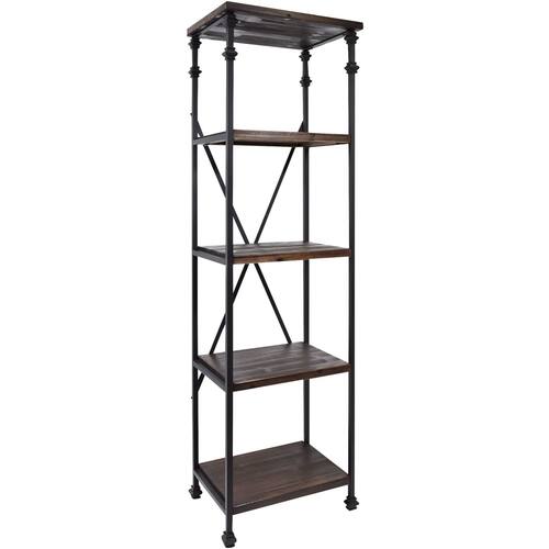 Noble House - Pepin Industrial 4-Shelf Bookshelf - Dark Walnut