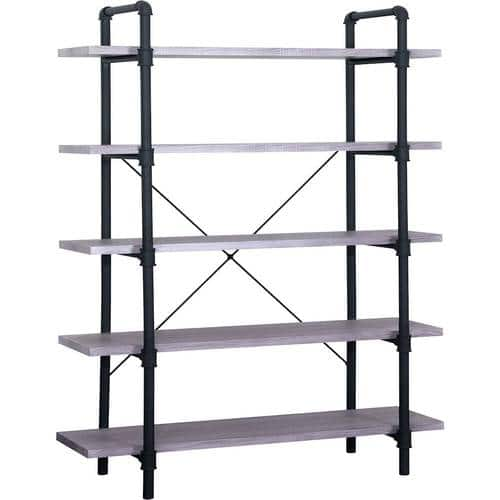 Noble House - Wharton Industrial 5-Shelf Bookshelf - Light Gray