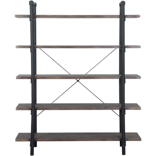 Noble House - Wharton Industrial 5-Shelf Bookshelf - Dark Brown